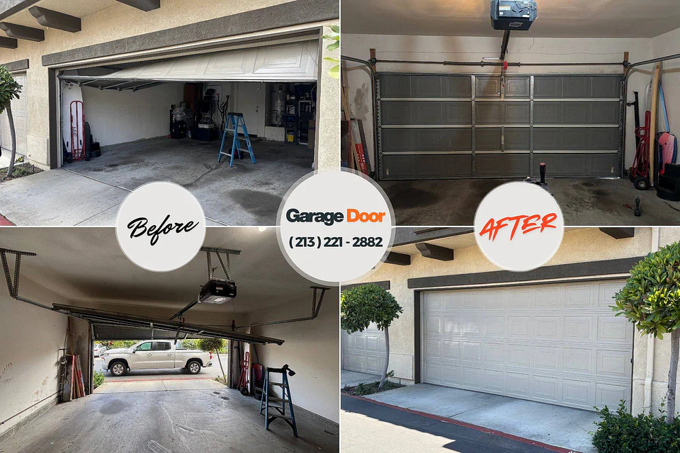 Before and after: garage door repair Wolf Lake, MI
